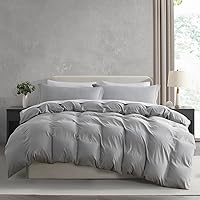 Deals on Nestl Light Grey Duvet Cover Queen Size, 3 Piece