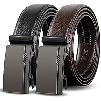 Deals on Truyis Mens Ratchet Adjustable Leather Slide Belts (2-Pack)