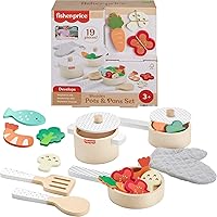 Deals on Fisher-Price Wood Kitchen Pretend Play Toy Pots & Pans Set 19-Pc