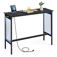 VASAGLE Bar Table with Power Outlets, 47.2 Inches LED Lights Deals