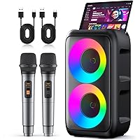 Deals on Peski Karaoke Machine Portable Bluetooth Speaker w/2 Microphones