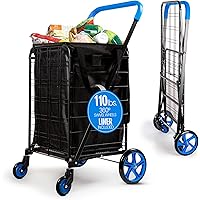 SereneLife Shopping Cart with Wheels and Waterproof Liner Used Deals