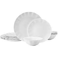 Deals on Mikasa Elodie Scalloped 12-Piece Bone China Dinnerware Set