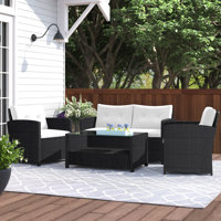Brayden Studio Anyuta Wood 4 Person Patio Conversation Sets w/Cushion Deals