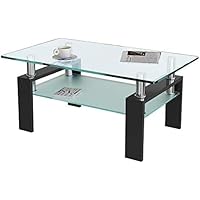 DKLGG Rectangle Glass Coffee Table Deals