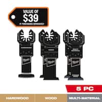 5pc Milwaukee OPEN-LOK Variety Oscillating Blade Set w/Hardwood Blade Deals
