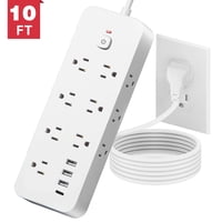 Meromore 1875J 10ft Power Strip Surge Protector w/ 13 Outlets 4 USB Charger Deals