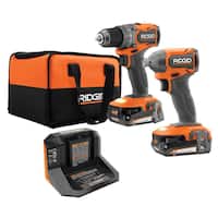 RidGid 18V SubCompact Drill Driver and Impact Driver Combo Kit w/Batteries & Charger Deals