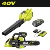 RYOBI 40V 550 CFM Leaf Blower & 40V HP 16-in Chainsaw w/Battery Deals